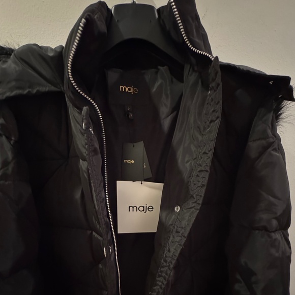 Maje Long Padded Jacket - Picture 2 of 5